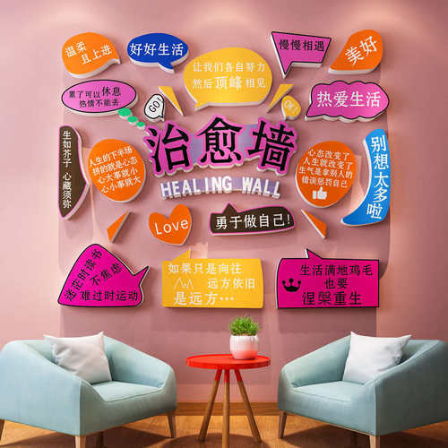心理咨询室墙面装饰挂画心灵驿站健康辅导教室文化墙布置标语贴纸