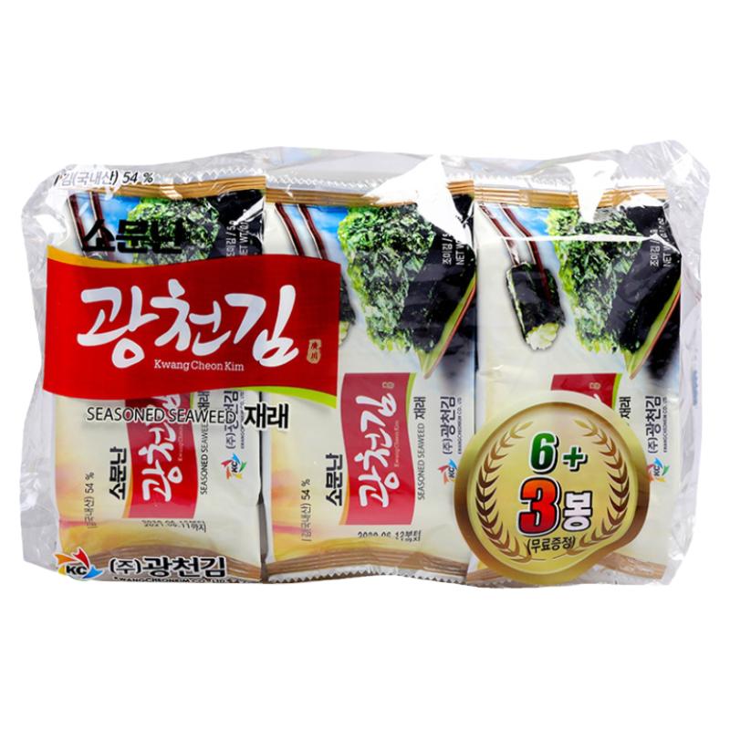 韩国进口广川传统烤海苔9连包