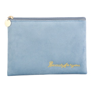 绒布扁平多功能便携化妆包收纳包化妆袋手拿包小号包中内胆包便携