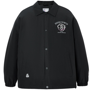 杰克琼斯NBA联名篮网队2025年新款男装冬季羽绒服翻领宽松外套