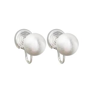 新款银拉丝耳夹女无耳洞气质10MM银球耳钉高级感蚊香盘冷淡风耳饰