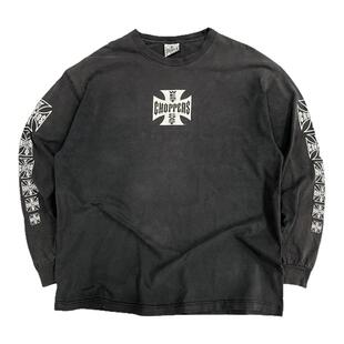 ERD风West Coast Choppers复古镂空十字架印花水洗长袖Vintagetee