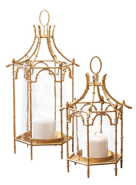 现 纽约下城公园进口布莱顿新古典金色中式宫廷凉亭飓风烛台组