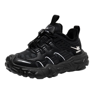 双星男童二棉鞋2025秋冬新款皮面防水黑色运动鞋女童冬季加绒棉鞋