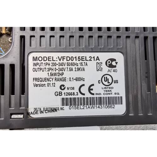 在线议价台达变频器 VFD015EL21A，1.5KW/2HP,单相