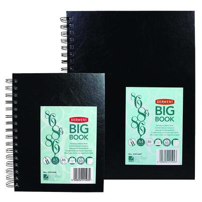 英国【DERWENT得韵旗舰店】 2301607黑色线圈本A4素描本美术用纸 (86页)