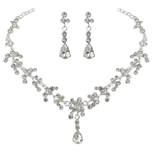 韩系千金感水滴锆石项链耳环套装轻奢宫廷风气质晚礼服宴会饰品女