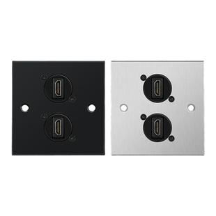 86型墙插HDMI高清插座不锈钢面板二位双口直插D型高清金属接口