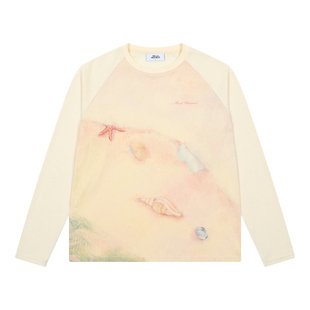 mostwanted 蜡笔海星海滩满印插肩长袖海螺假日风百搭T恤罩衫