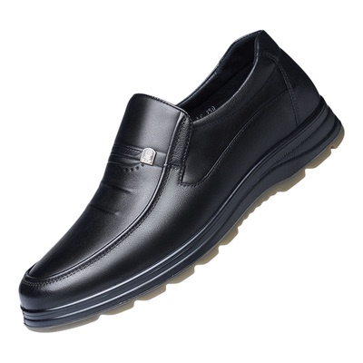 正品老人头男鞋真皮春季新款男士商务休闲皮鞋牛筋底中老年爸爸鞋