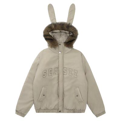 不必太匆忙兔耳朵加厚棉衣外套