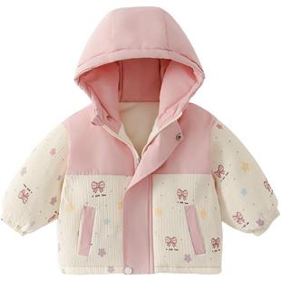 贝贝怡童装儿童加厚加绒棉服男童女童2025秋冬新款保暖连帽外套