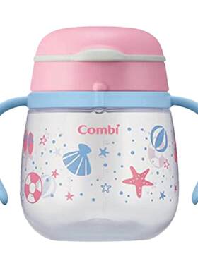 【日本直邮】Combi康贝 宝宝水瓶240N便携简约设计时尚桃色吸管杯