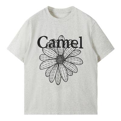 冰感T神骆驼短袖T恤半袖正肩小个子韩系小雏菊夏季新款棉感上衣女