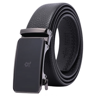 梦特娇男士新款真皮腰带简约商务百搭头层牛皮合金自动扣外穿皮带