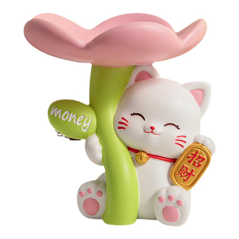 奶油风招财樱花猫乔迁之喜托盘