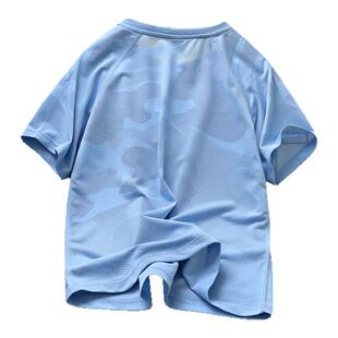 夏季冰丝凉感男童短袖T恤薄款中大童透气速干上衣儿童运动衫1375