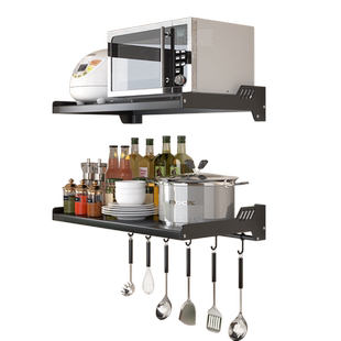 厨房微波炉置物架挂墙上烤箱架子支架免打孔壁挂式悬挂收纳架挂架