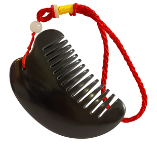 头疗砭石梳子正品按摩疏通经络刮痧板5A玄黄泗滨砭石梳子头疗梳子