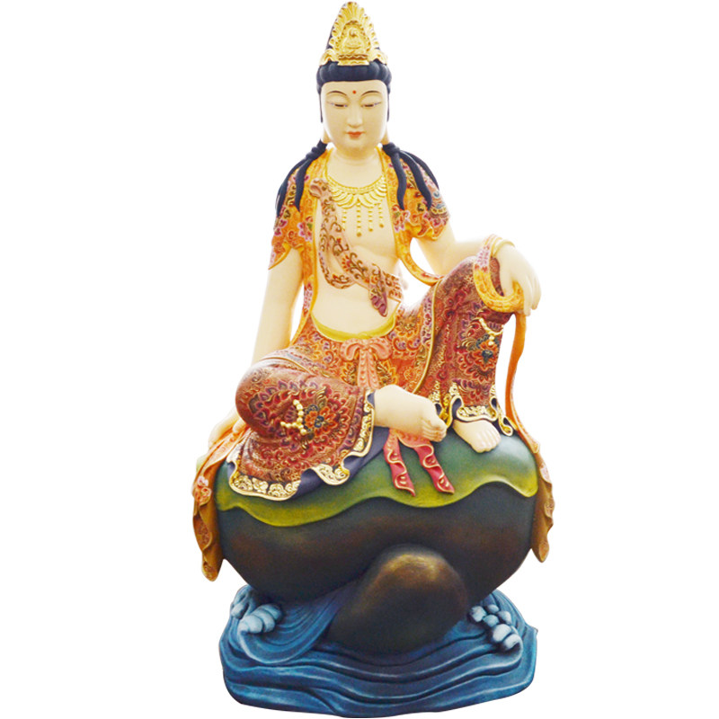 木质禅意观音自在观音木雕佛像摆件定制厂家 圣造