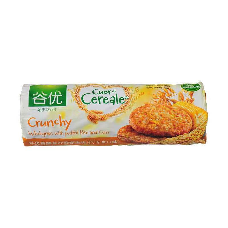 西班牙进口谷优高膳食纤维燕麦饼干玉米口味265g早餐零食谷物点心