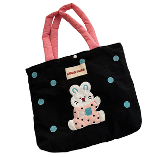 卡通刺绣托特包包女大容量通勤包百搭单肩包电脑包学生拎书手提袋