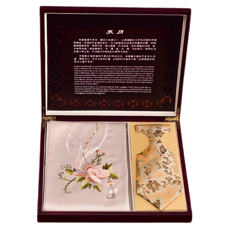苏绣丝巾领带套装可定制伴手礼品