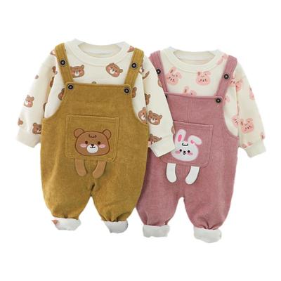 正品童装长袖+背带裤宝宝两件套