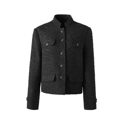 ourhour小立领口袋小香风外套