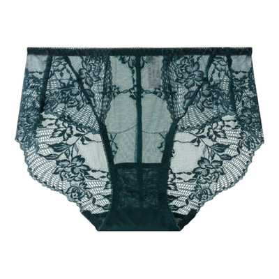 大码蕾丝女士内裤2025新款绿色性感中高腰无痕舒适轻薄柔软短裤头