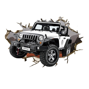 越野车破墙壁纸大型3D壁画客厅餐厅酒吧个性背景墙贴汽车穿墙墙纸