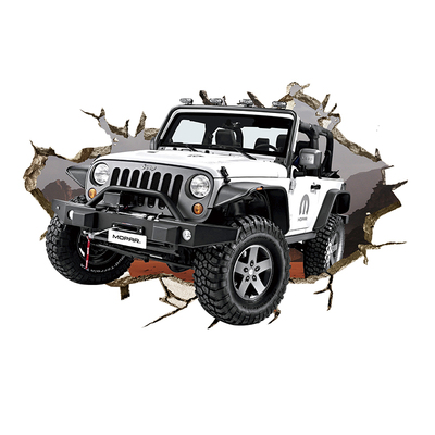 3D穿墙豪车越野车壁画贴纸可定制