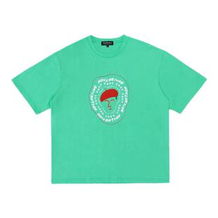 SoulSense国潮短袖致敬北野武系列涂鸦头像设计感绿色短袖T恤男女