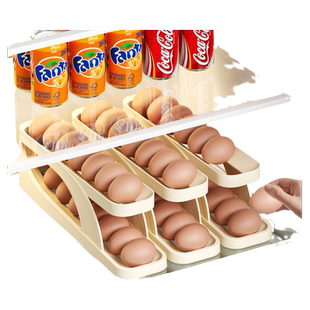 滚动鸡蛋收纳盒冰箱用侧门放鸡蛋盒装鸡蛋架托专用保鲜盒整理神器