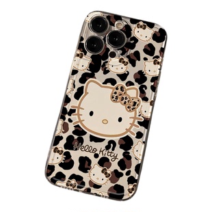 豹纹KT猫手机壳可爱卡通透明保护套iPhone苹果ip17/16/15/14/13/12/11pro/x/xr/xsmax适用7/8/16plus少女我靠
