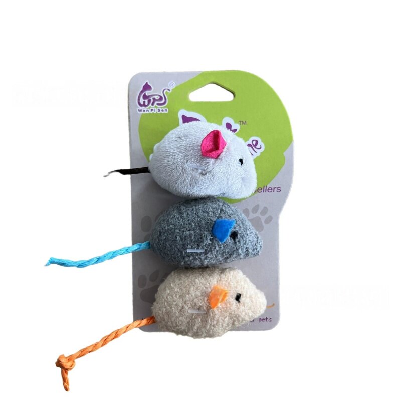 猫咪玩具毛绒逗猫耐抓耐咬环保猫玩具套装仿真毛绒小老鼠三只装