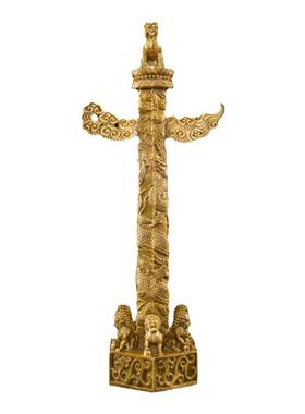 纯铜华表摆件流云盘龙柱工艺品