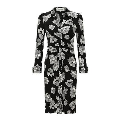 DVF黑白艺术花蕾连衣裙