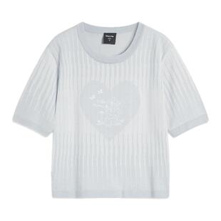 李宁正品迪士尼桑普兔联名系列女子修身针织短袖编织衫AMBU248