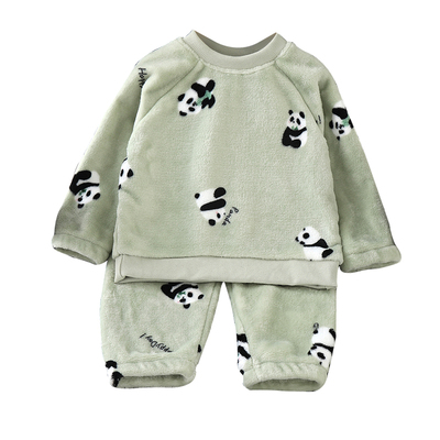 儿童睡衣男童法兰绒春秋冬款男孩2025新款冬季珊瑚绒男宝宝家居服