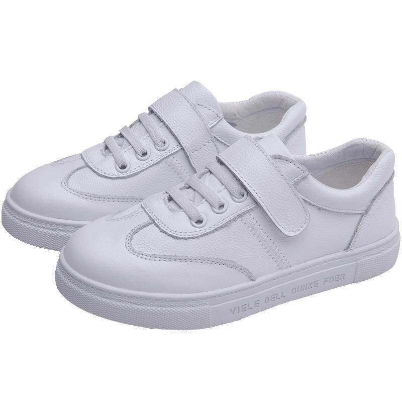 男童小白鞋真皮透气2025春秋镂空儿童运动鞋女童中大童小学生童鞋