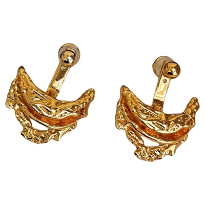 「冬亦暖」金色复古耳环蚊香盘耳夹女无耳洞轻奢耳钉小众独特耳饰