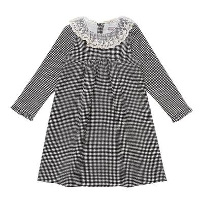 格纹礼服裙bonbonetbonbon长袖