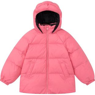 笛莎官方童装女童三防羽绒服大童女孩儿童短款面包服连帽外套冬装