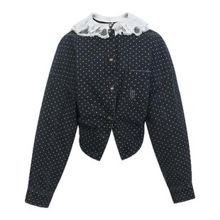 lefame拉飞姆2026春季新款时尚洛可可双层领波点廓形茧型牛仔外套