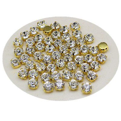 diy衣服饰品圆形金色爪托手缝钻