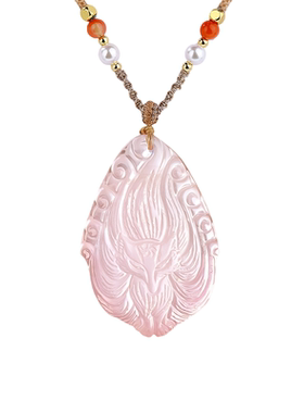 石方界天然粉水晶九尾狐吊坠女款