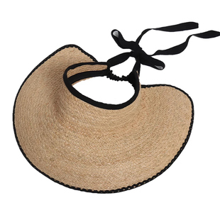 姜妍同款空顶帽子女款夏季海边度假大檐沙滩帽可折叠草编遮阳帽潮