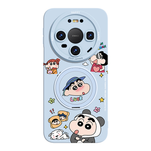 蜡笔小新适用华为mate80promax手机壳带支架新款mate80带挂绳系列70pro保护壳60镜头全包50外壳防摔40硅胶30