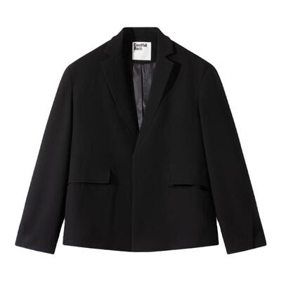 Costful Ro莱赛尔醋酸混纺肌理感TR休闲西服 磁吸扣黑色西装外套